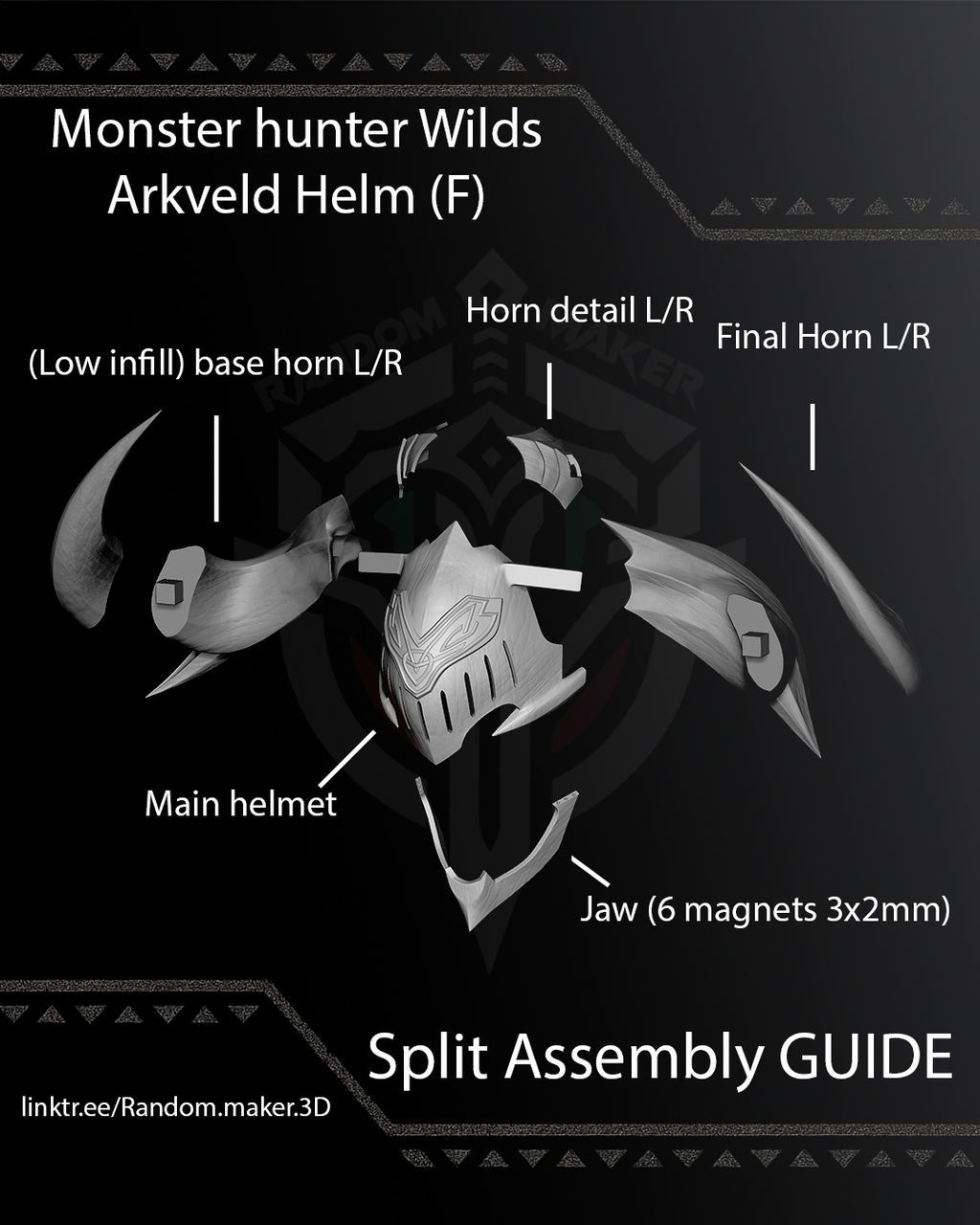 FREE Arkveld G. β Helmet 3D Model STL for Cosplay | Split - Ready to Print