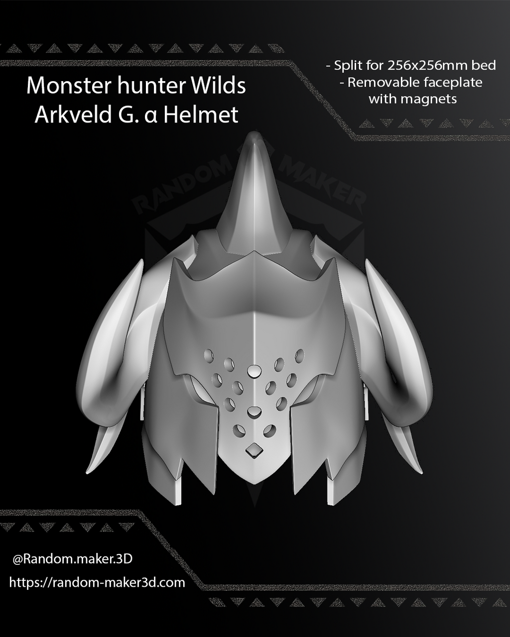 FREE Arkveld G. α Helmet 3D Model STL for Cosplay | Split - Ready to Print