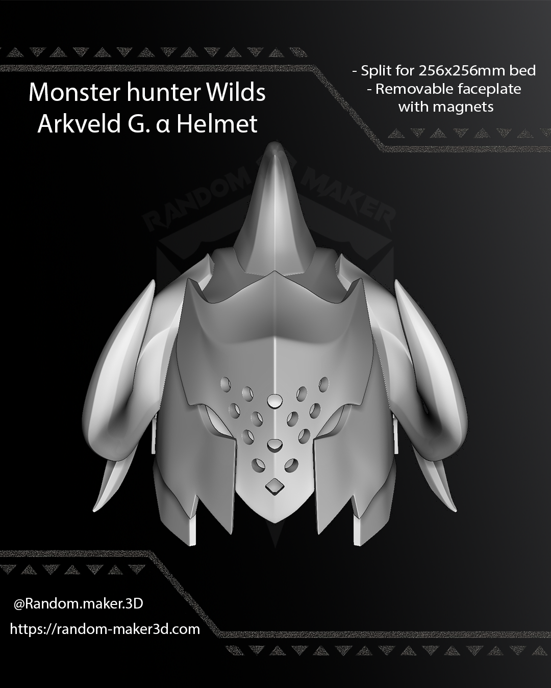 FREE Arkveld G. α Helmet 3D Model STL for Cosplay | Split - Ready to Print