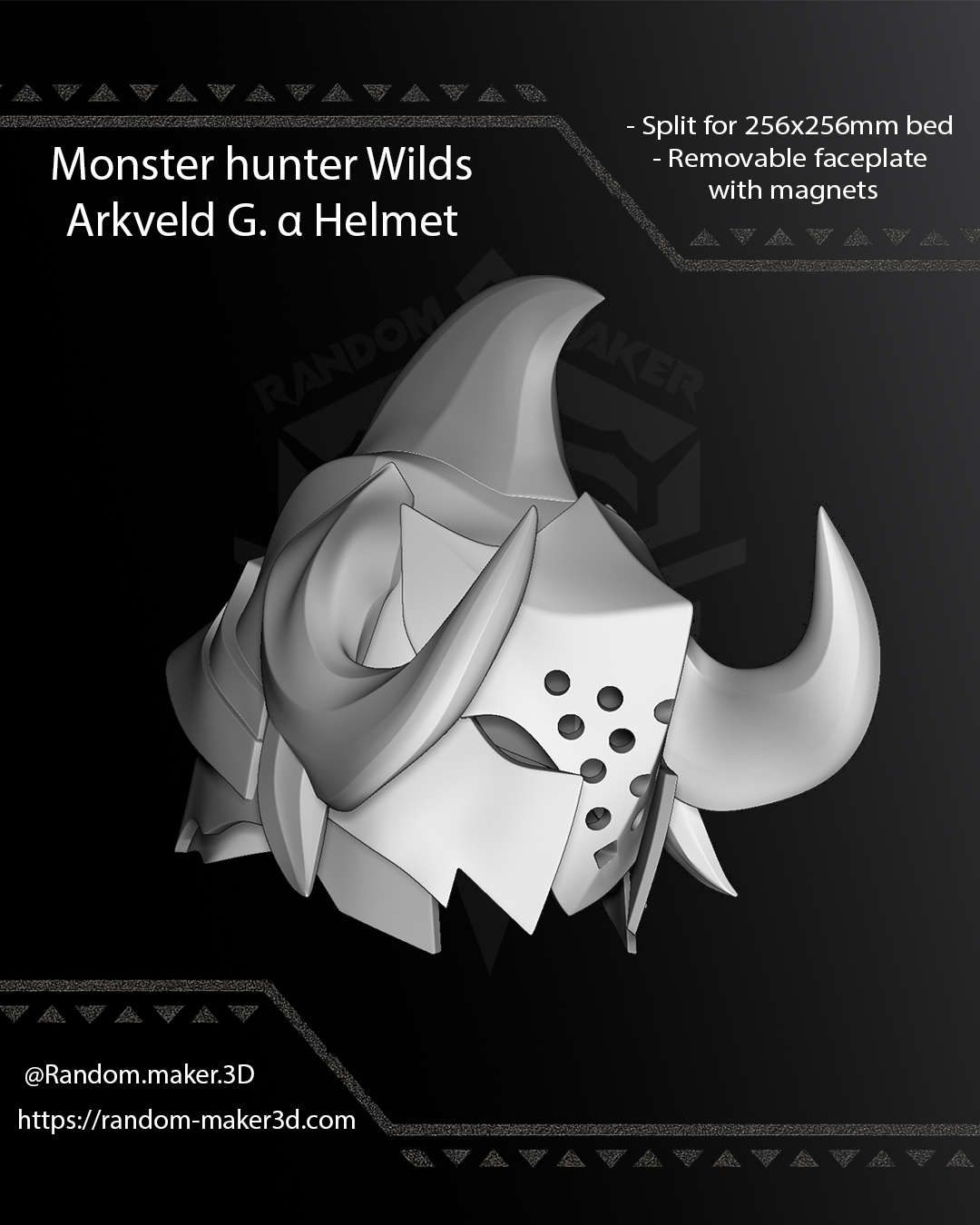 FREE Arkveld G. α Helmet 3D Model STL for Cosplay | Split - Ready to Print