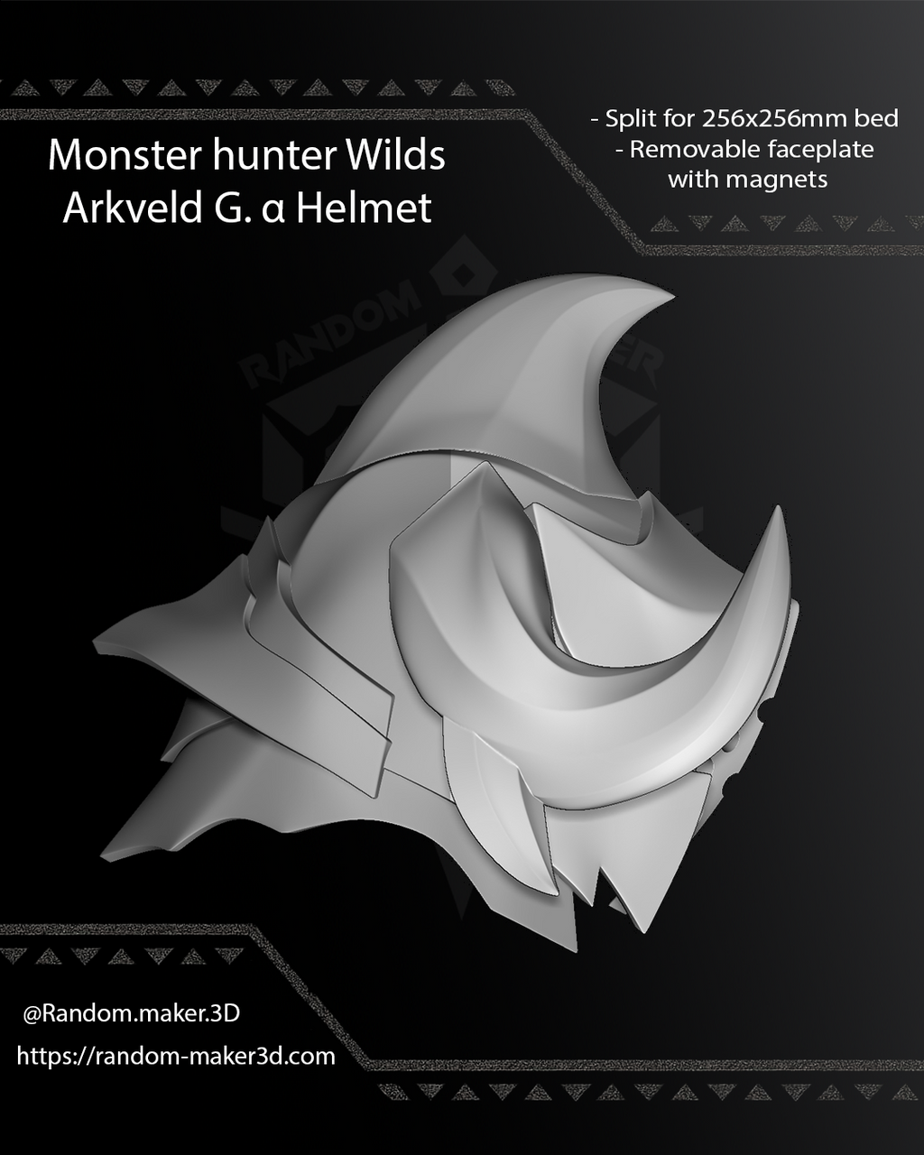 FREE Arkveld G. α Helmet 3D Model STL for Cosplay | Split - Ready to Print