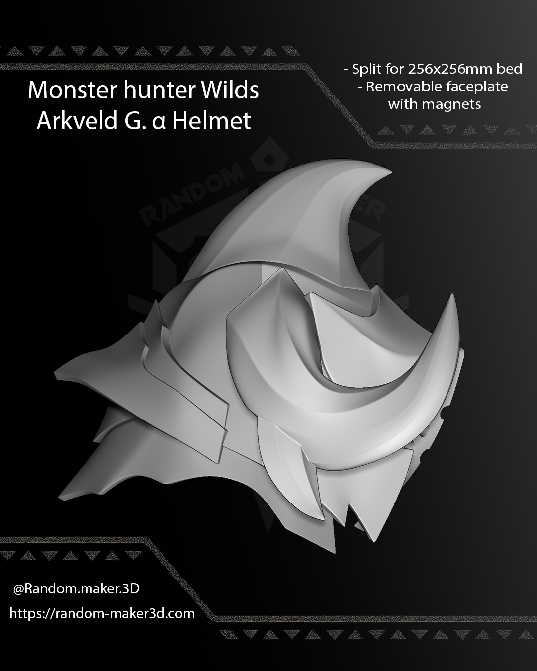 FREE Arkveld G. α Helmet 3D Model STL for Cosplay | Split - Ready to Print
