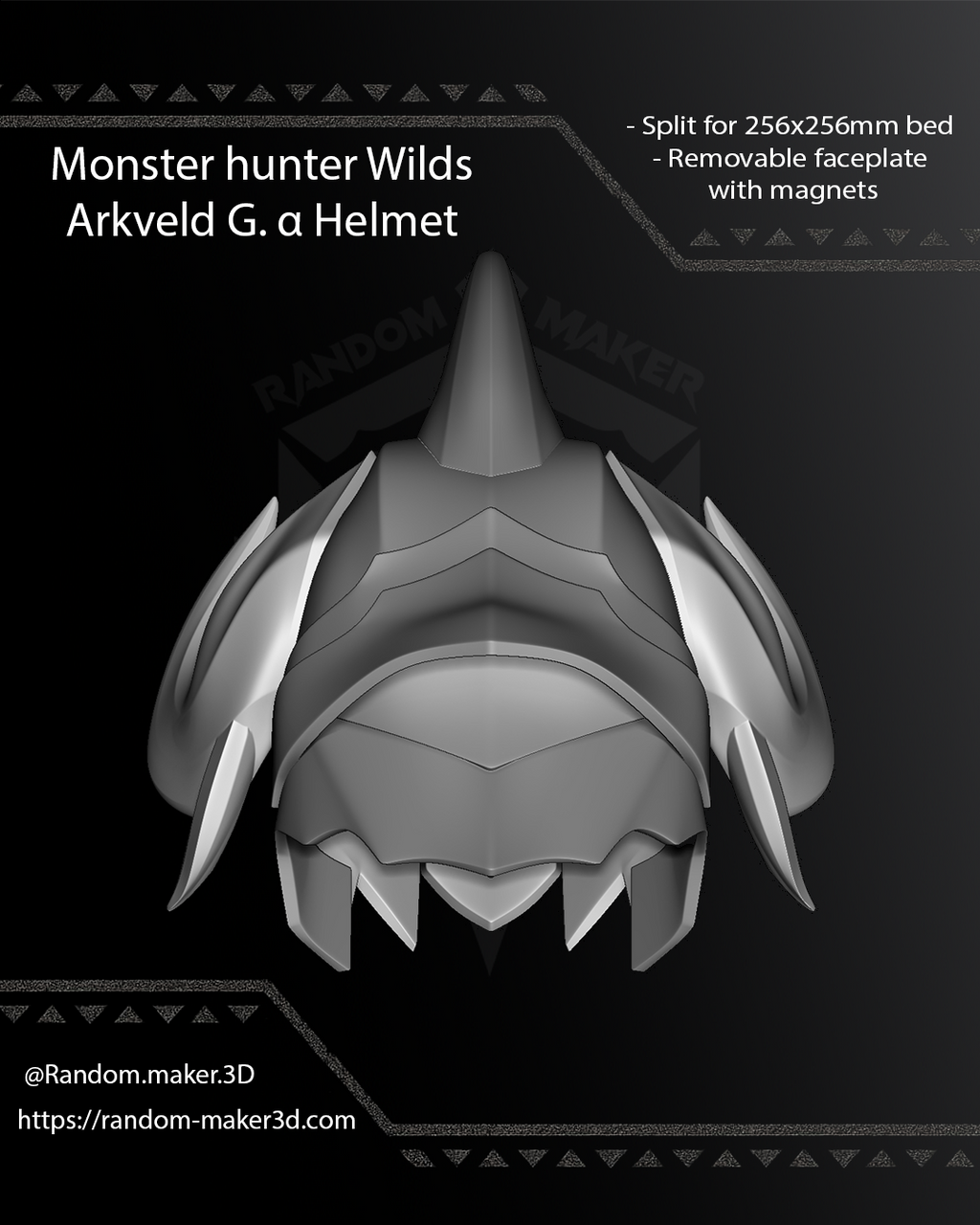 FREE Arkveld G. α Helmet 3D Model STL for Cosplay | Split - Ready to Print