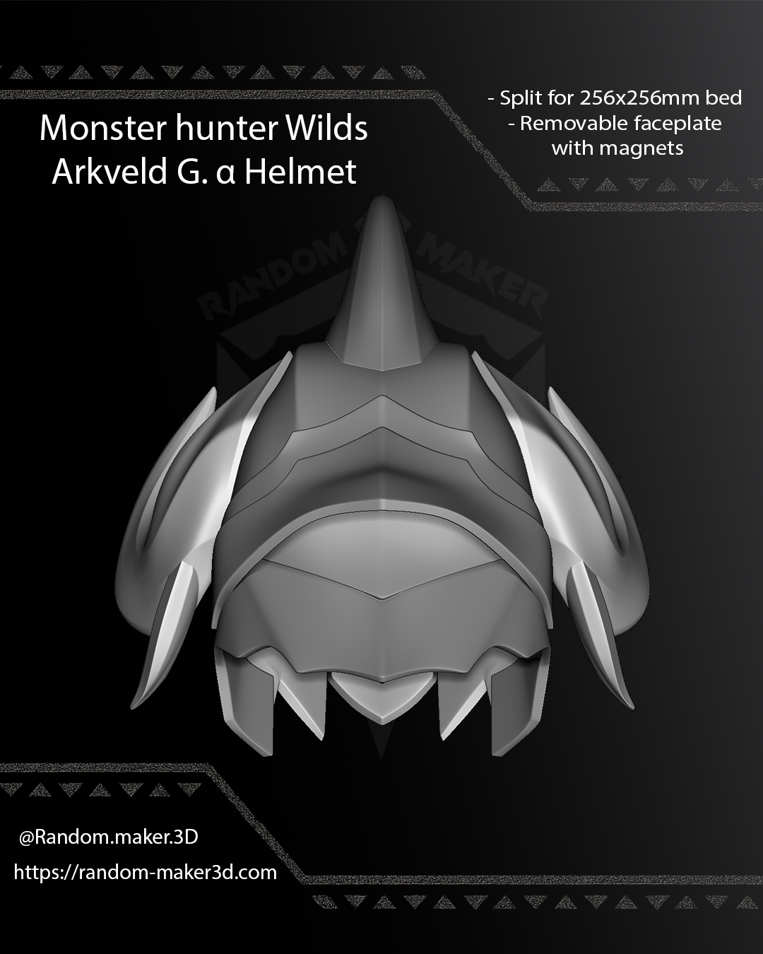 FREE Arkveld G. α Helmet 3D Model STL for Cosplay | Split - Ready to Print