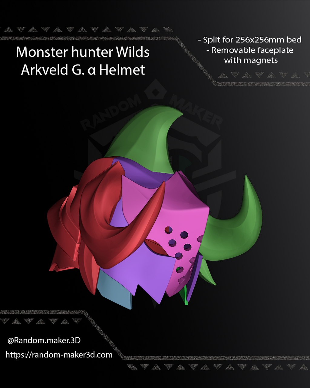 FREE Arkveld G. α Helmet 3D Model STL for Cosplay | Split - Ready to Print