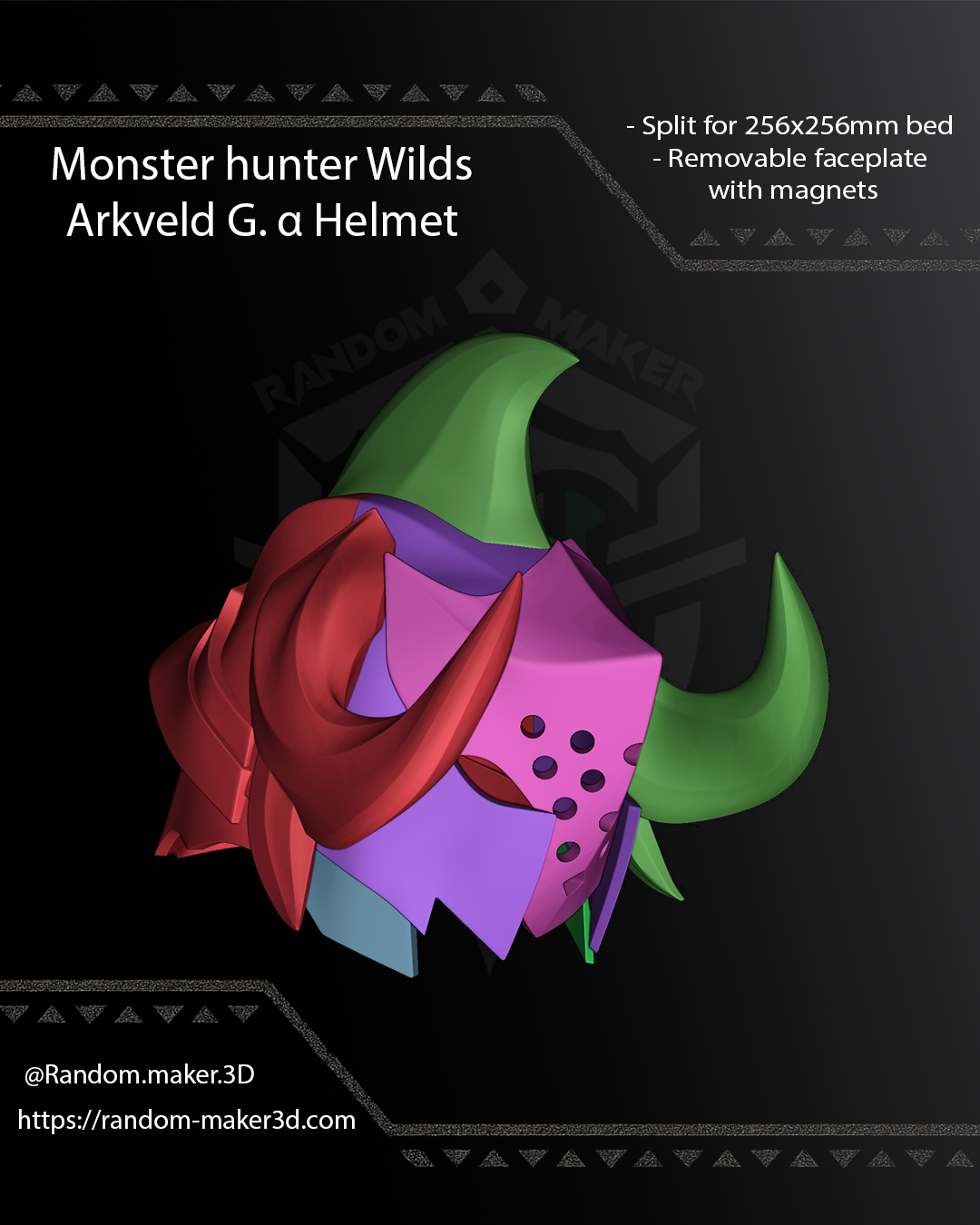 FREE Arkveld G. α Helmet 3D Model STL for Cosplay | Split - Ready to Print